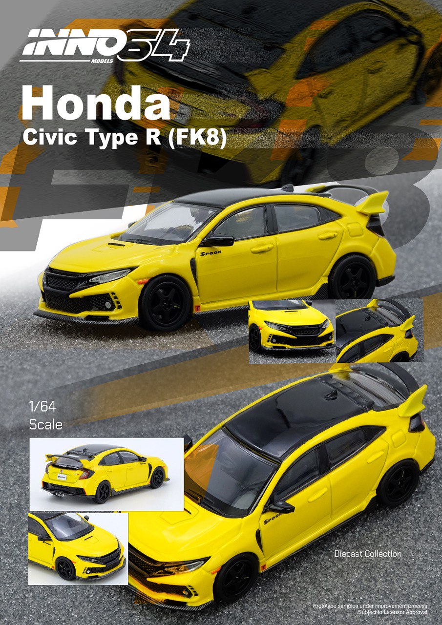 Inno64 1/64 Honda Civic Type R (FK8) Yellow - IN64-FK8-YL
