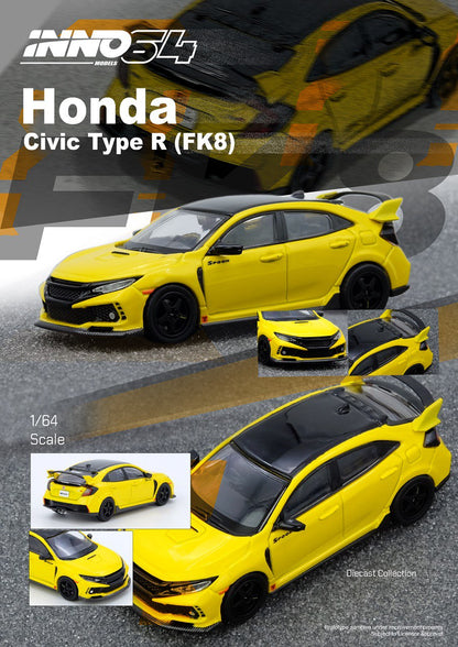 Inno64 1/64 Honda Civic Type R (FK8) Yellow - IN64-FK8-YL