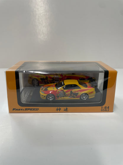 Fast & Speed 1/64 Nissan Skyline SRS Street Racing Syndicate GT-R R34 Yellow & Red