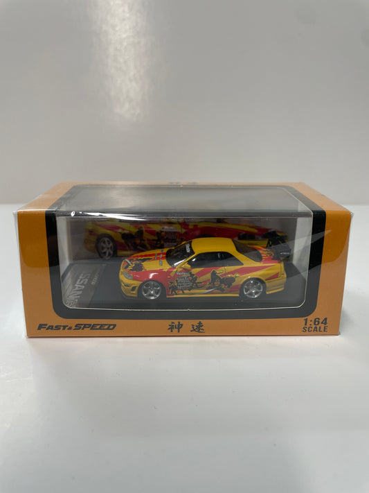 Fast & Speed 1/64 Nissan Skyline SRS Street Racing Syndicate GT-R R34 Yellow & Red