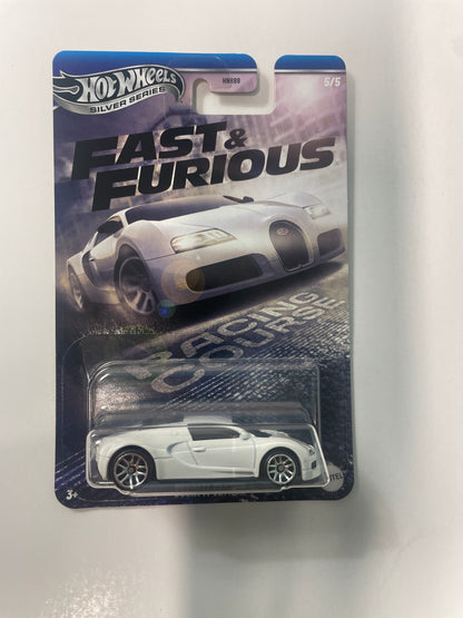 Hot Wheels 1/64 Silver Series Fast and Furious Racing Course Bugatti Veyron White - JBY43