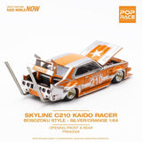 Pop Race 1/64 Nissan Skyline C210 Kaido Racer Bosozoku Style Orange