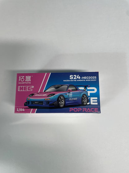 Pop Race 1/64 HEC Mazda RX-7 RE Amemiya Wide Body Blue & Pink