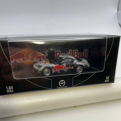 Time Micro 1/64 Mazda RX-7 Rocket Bunny Red Bull Grey & Black