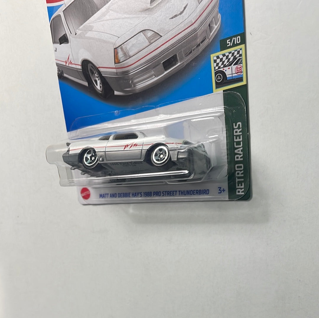 Hot Wheels 1/64 Matt and Debbie Hay’s 1988 Pro Street Thunderbird White - Damaged Box