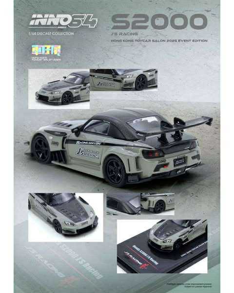 Inno64 1/64 Honda S2000 J'S Racing Hong Kong Salon 2025 Event Edition Grey & Black
