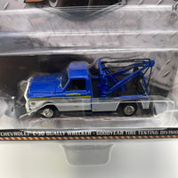 Greenlight 1/64 Dually Drivers 1972 Chevrolet C-30 Dually Wrecker - Goodyear Tire Testing Division Blue