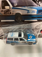 Hot Wheels 1/64 Car Culture Fast Wagons Volvo 850 Estate Blue & White - Damaged Card