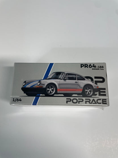 Pop Race 1/64 Porsche Singer 964 Silver - PR64-0188