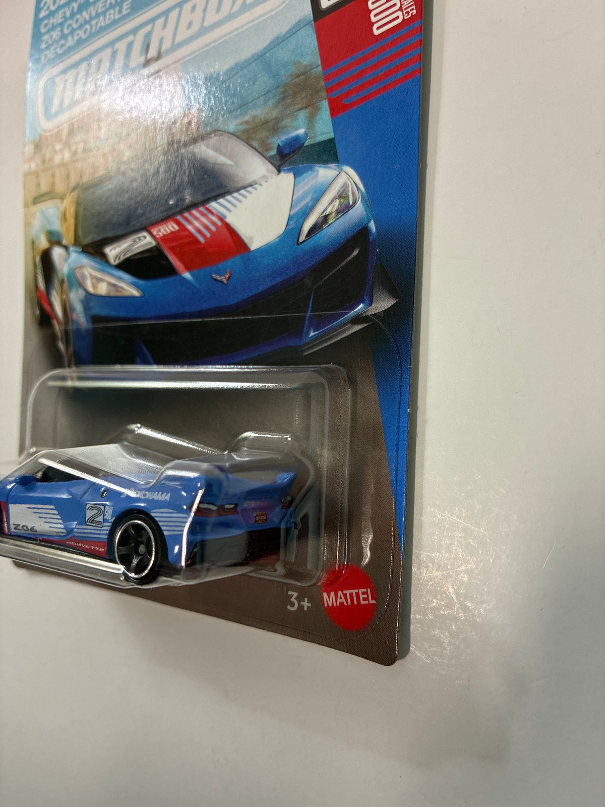 Matchbox 1/64 Super Cars Series 2023 Chevy Corvette Z06 Convertible/ Decapotable Blue - JJR53 - Damaged Box