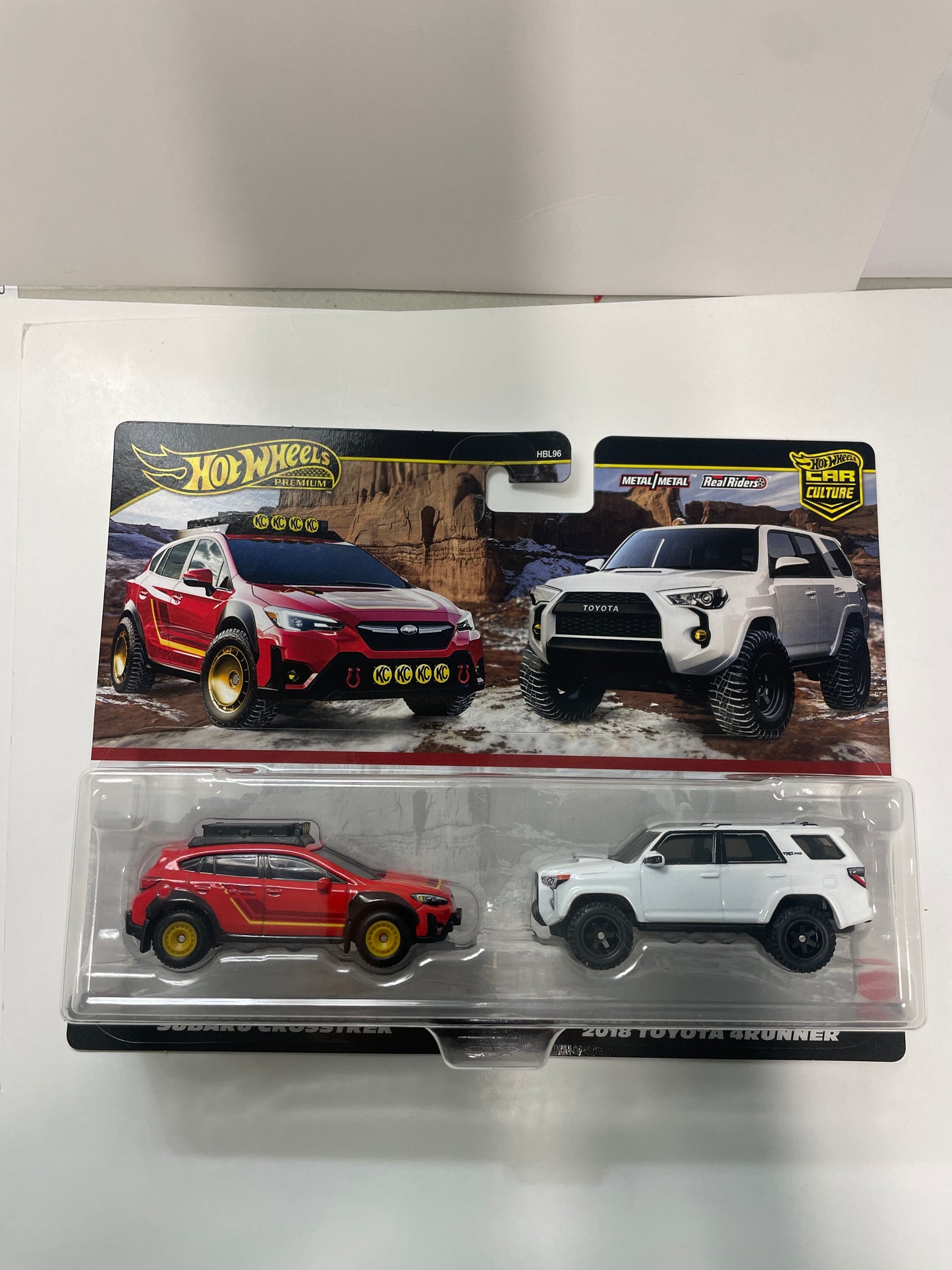 Hot Wheels 1/64 Premium Car Culture 2 Pack Subaru Crosstrek Red & 2018 Toyota 4Runner White - JBK98