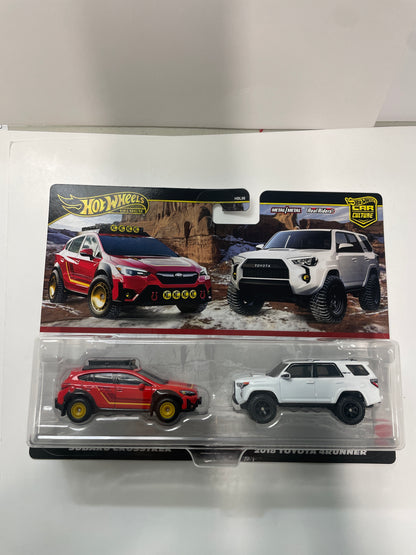 Hot Wheels 1/64 Premium Car Culture 2 Pack Subaru Crosstrek Red & 2018 Toyota 4Runner White - JBK98
