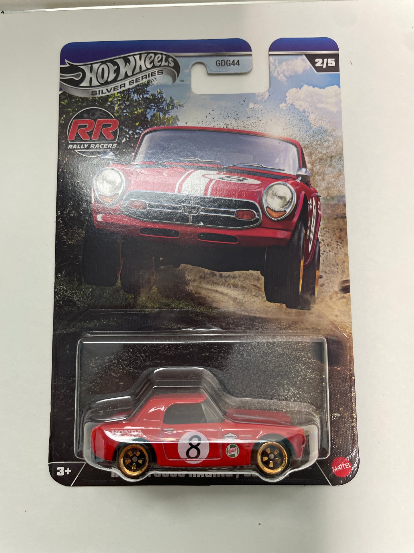 Hot Wheels 1/64 Silver Series Rally Racers Honda S800 Racing/ Course Red - JKX62 - Damaged Box