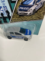 Hot Wheels 1/64 Volkswagen Golf MK7 Polizei Silver & Blue - Damaged Card