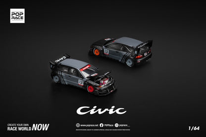 Pop Race 1/64 Pandem Honda Civic EG6 Black - PR64-0163