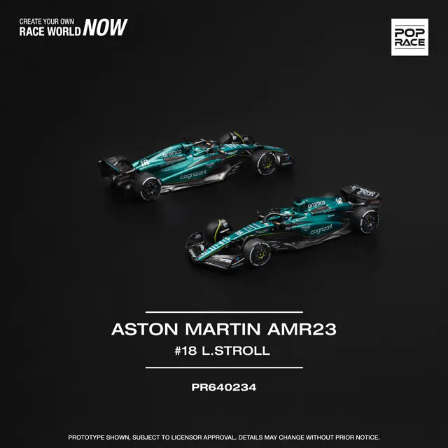 Pop Race 1/64 Aston Martin Aramco AMR23 #18 Black & Green - PR64-0234