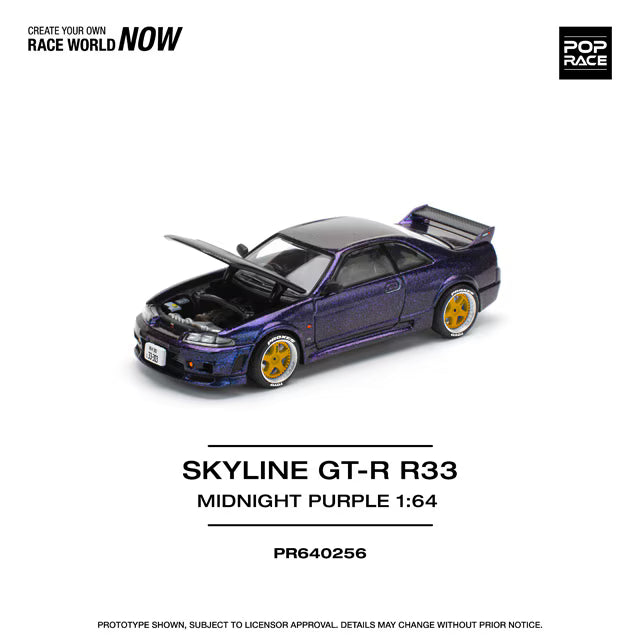 Pop Race 1/64 Nissan Skyline GT-R R33 Midnight Purple - PR64-0256
