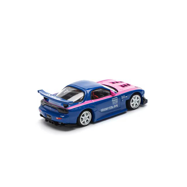 Pop Race 1/64 Mazda RX7 RE-AMEMIYA Blue Pink - PR64-0240