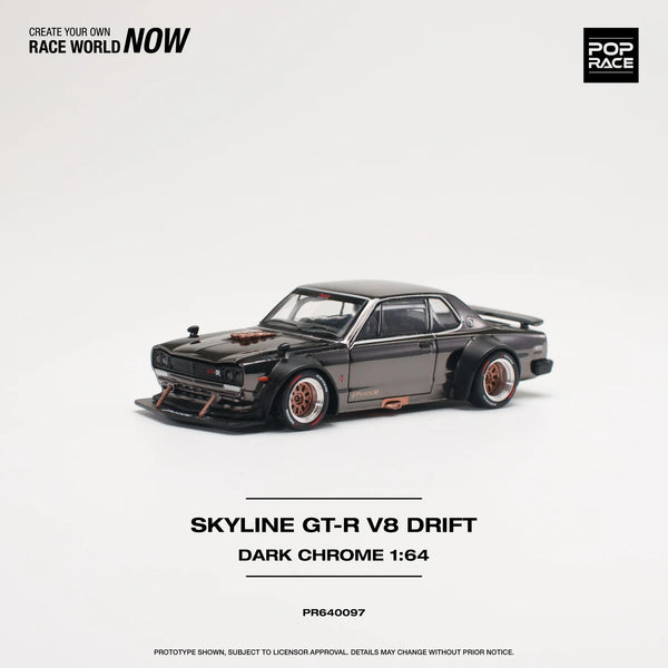 Pop Race 1/64 Nissan Skyline GT-R V8 Drift (Hakosuka) Black