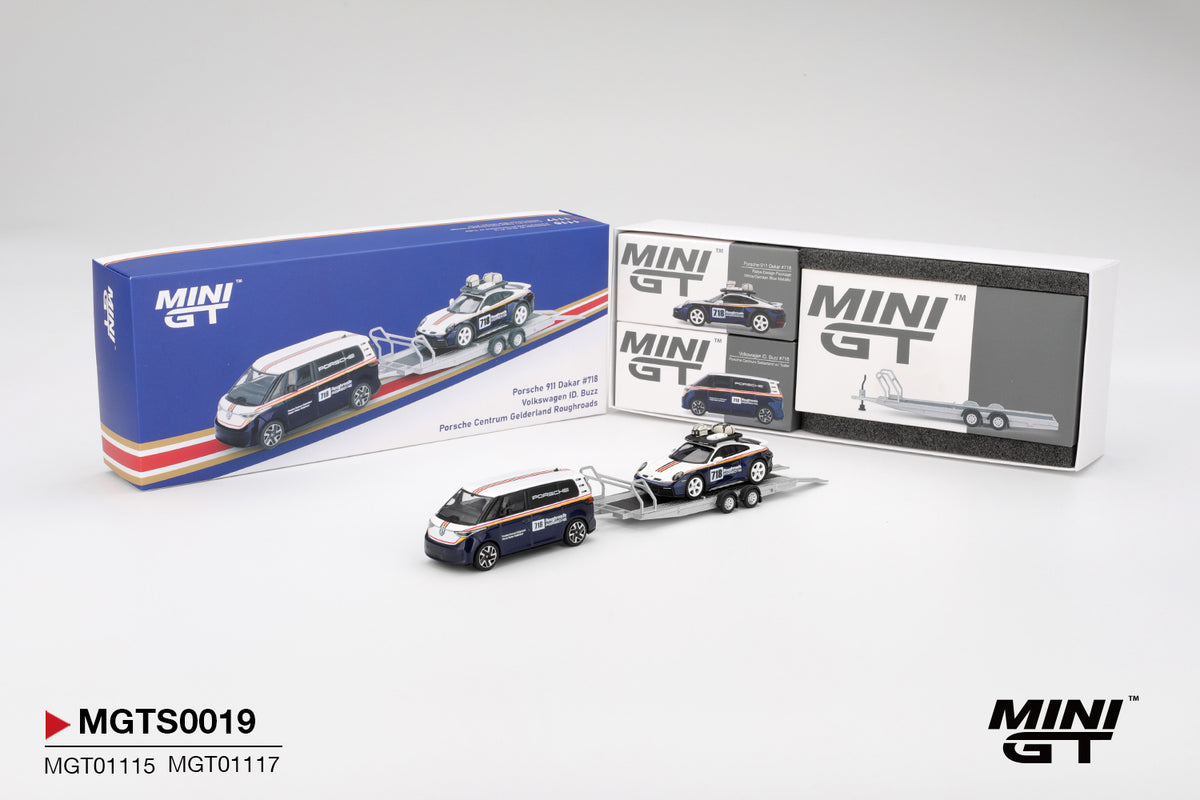 Mini GT 1/64 Porsche 911 Dakar #718 / Volkswagen ID. Buzz / Porsche Centrum Gelderland Roughroads Set - MGTS0019