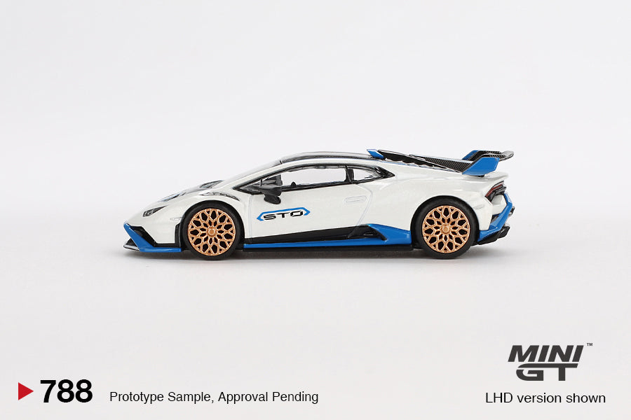 Mini GT 1/64 Lamborghini Huracán STO Bianco Asopo White & Blue - MGT00788