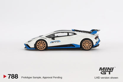 Mini GT 1/64 Lamborghini Huracán STO Bianco Asopo White & Blue - MGT00788
