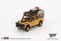 Mini GT 1/64 Land Rover Defender 110 1989 Camel Trophy Amazon Team Turkey Yellow