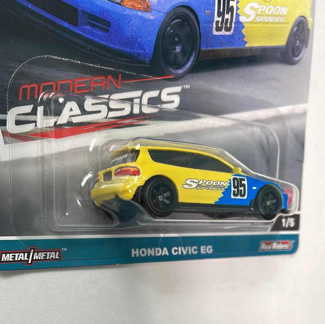 Hot Wheels 1/64 Car Culture Modern Classics Honda Civic EG Spoon Yellow & Blue - Damaged Card