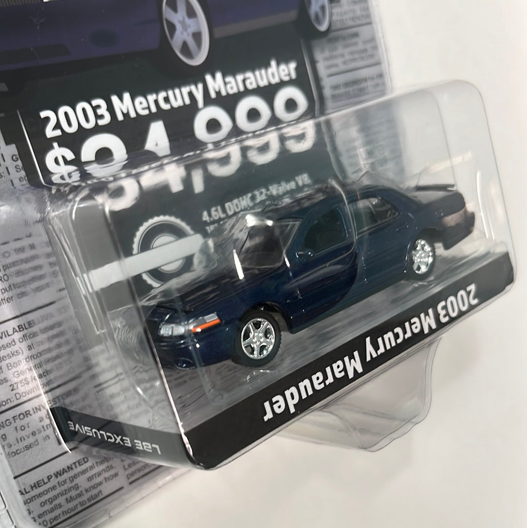 *Upside Down Bottom Text* 1/64 Greenlight 2004 Mercury Marauder Blue - Classified Ads - LBE Exclusive