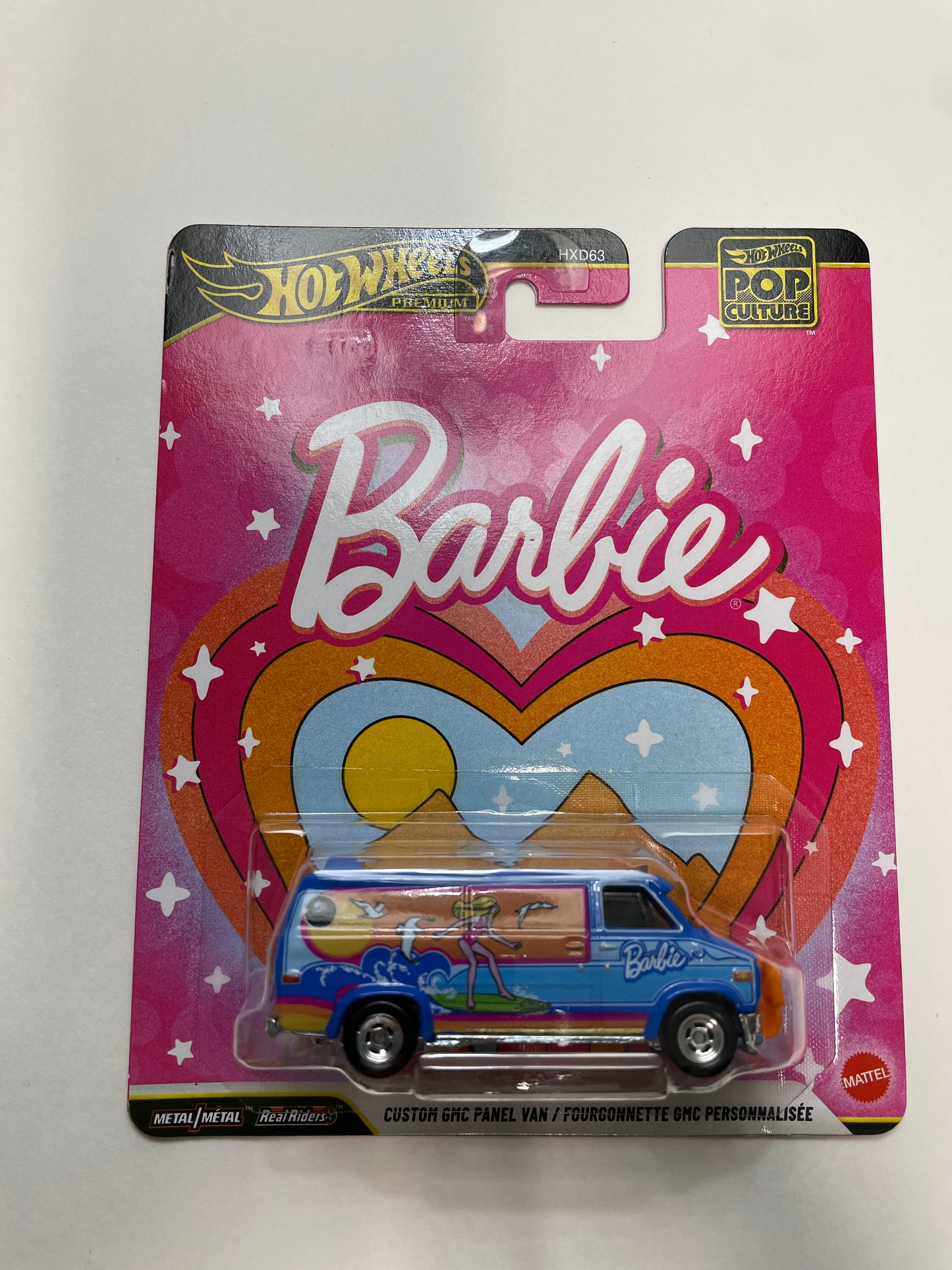 Hot Wheels 1/64 Pop Culture Barbie custom GMC Panel Van/ Fourgonnette GMC Personnalisee Blue - JHW98 - Damaged Box