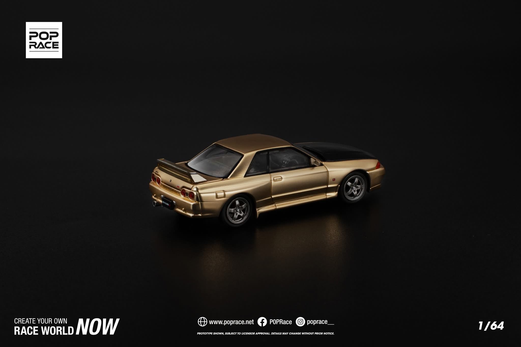 POP RACE SKYLINE GT-R R32 1/64 TASKL限定 Pop Race 1/64 Nissan Skyline GT-R R32 Gold - Tokyo Auto