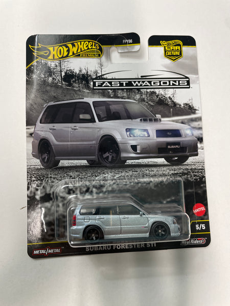 Hot Wheels 1/64 Car Culture Fast Wagons Subaru Forester STI Silver - Damaged Card