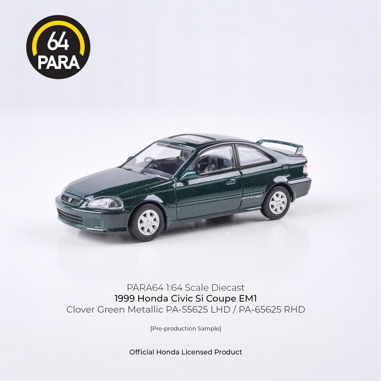 Para64 1/64 1999 Honda Civic Coupe Clover Green Pearl - PA-55625
