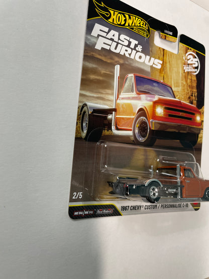 Hot Wheels 1/64 Fast & Furious Mix P 1967 Chevy Custom/ Personnalise C-10 Orange - JHW61