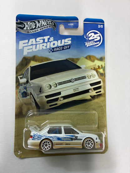 Hot Wheels 1/64 Silver Series Fast and Furious Race-Off Volkswagen Jetta MK3 White - JKX17