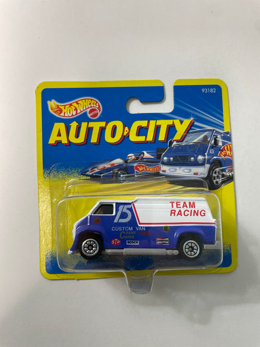 Hot Wheels 1/64 Auto City Hot Rod Custom Van White & Blue - Damaged Box