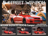 Street Warrior 1/64 Nissan Skyline GT-R BNR34 Camper w/ Tent Red