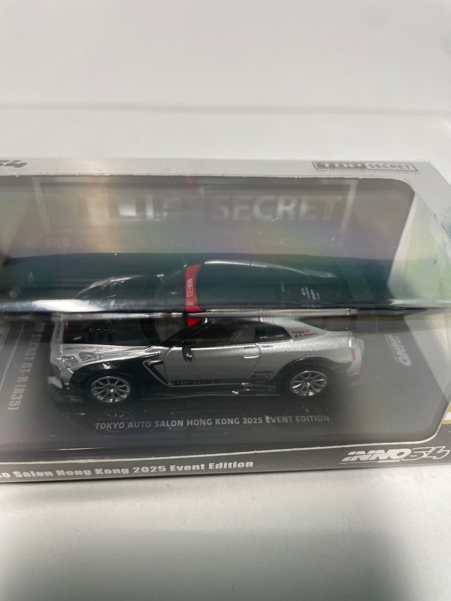 Inno64 1/64 Top Secret Nissan GT-R (R35) Tokyo Auto Salon Hong Kong 2025 Event Edition Grey & Black - IN64-R35TS-TASHK25
