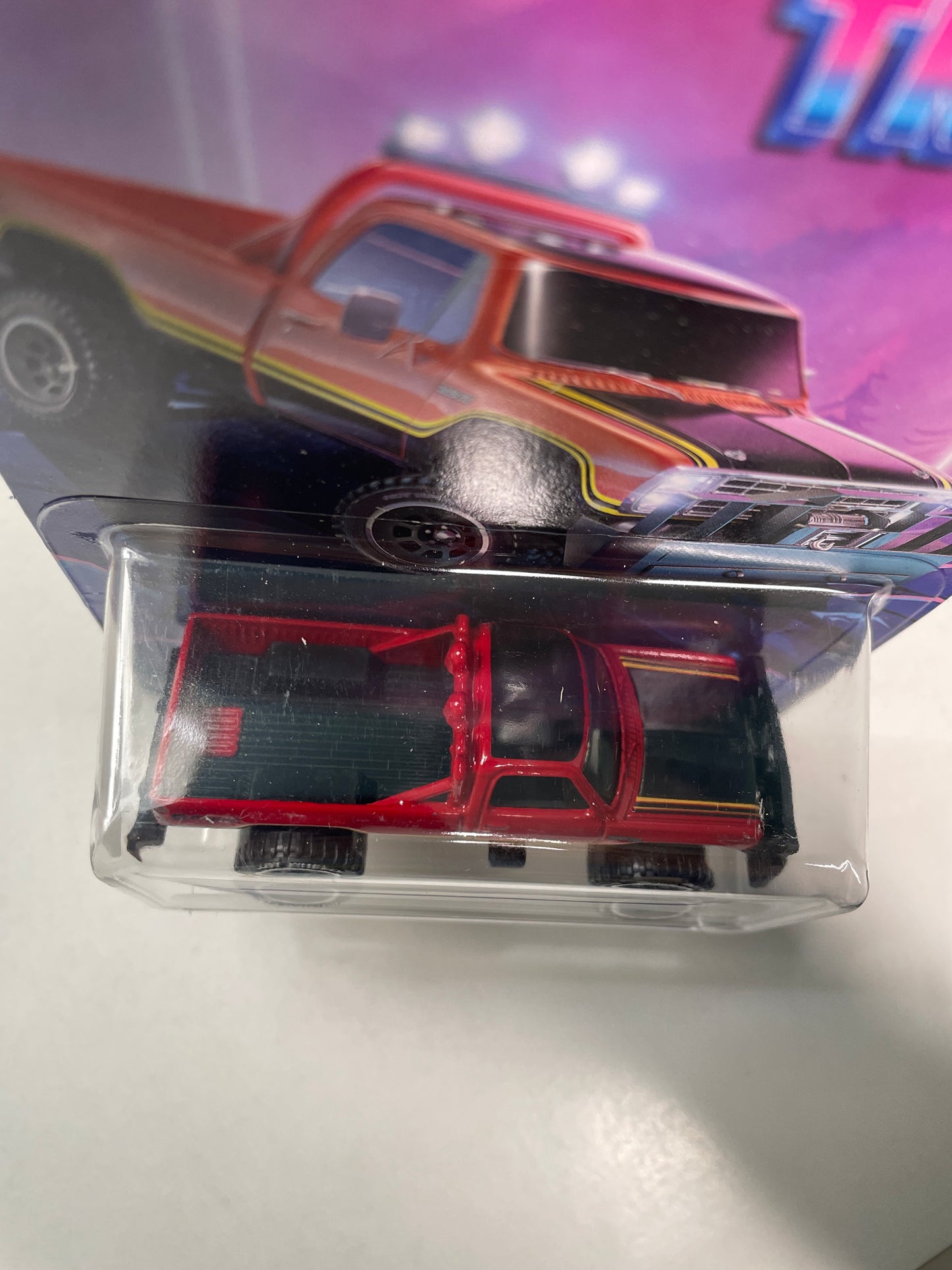 Hot Wheels 1/64 Tubular Trucks 1980 Dodge Macho Power Wagon Red & Black - Damaged Card