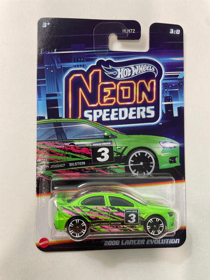Hot Wheels 1/64 Neon Speeders 2008 Mitsubishi Lancer Evolution Green