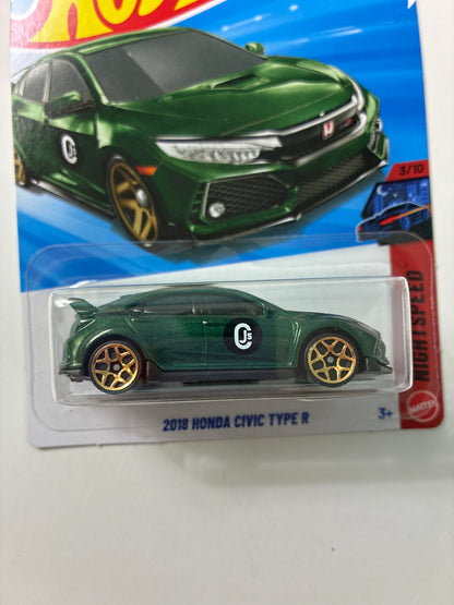 Hot Wheels 1/64 2018 Honda Civic Type R Green