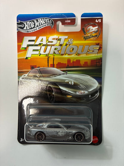 Hot Wheels 1/64 Silver Series Fast & Furious 1995 Mazda RX-7 Silver - JKX23 - Damaged Box