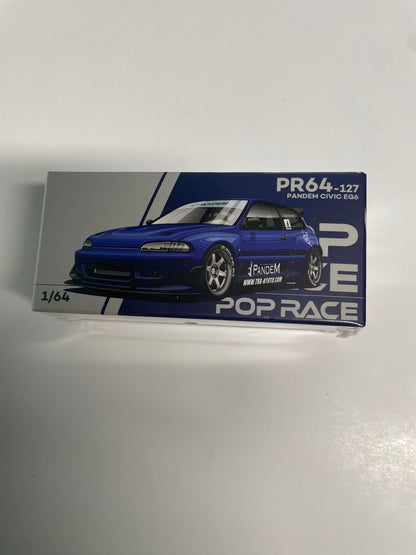 Pop Race 1/64 Honda Pandem Civic EG6 Blue