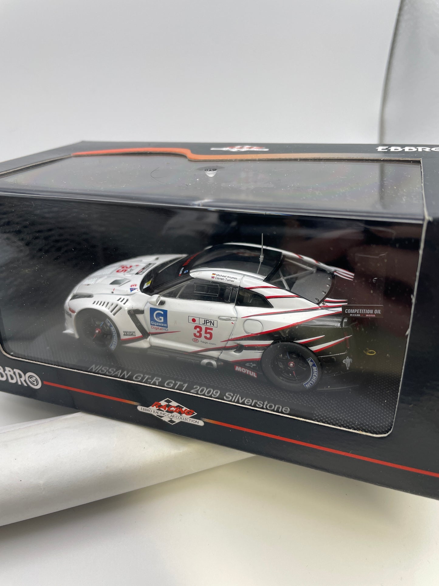 Ebbro 1/43 Nissan GT-R GT1 2009 Silverstone n35 White