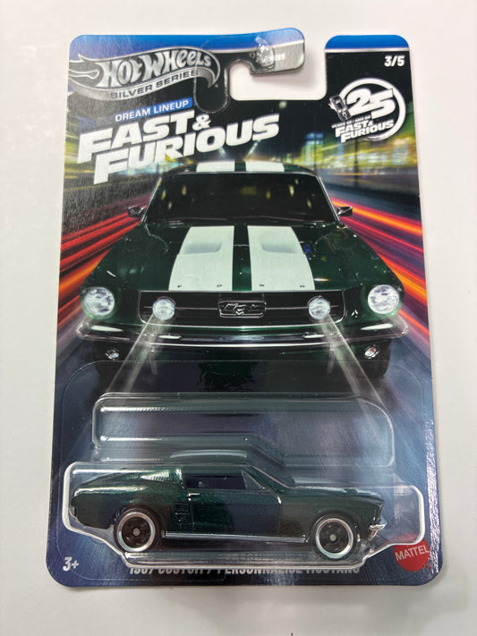 Hot Wheels 1/64 Silver Series Dream Lineup Fast & Furious 1967 Custom/ Personnalisé Ford Mustang Green - JNK49 - Damaged Box