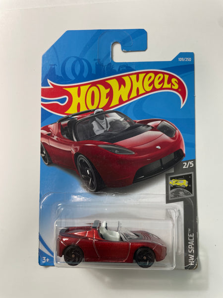 Hot Wheels 1/64 Tesla Roadster with Starman Red - Damaged Box