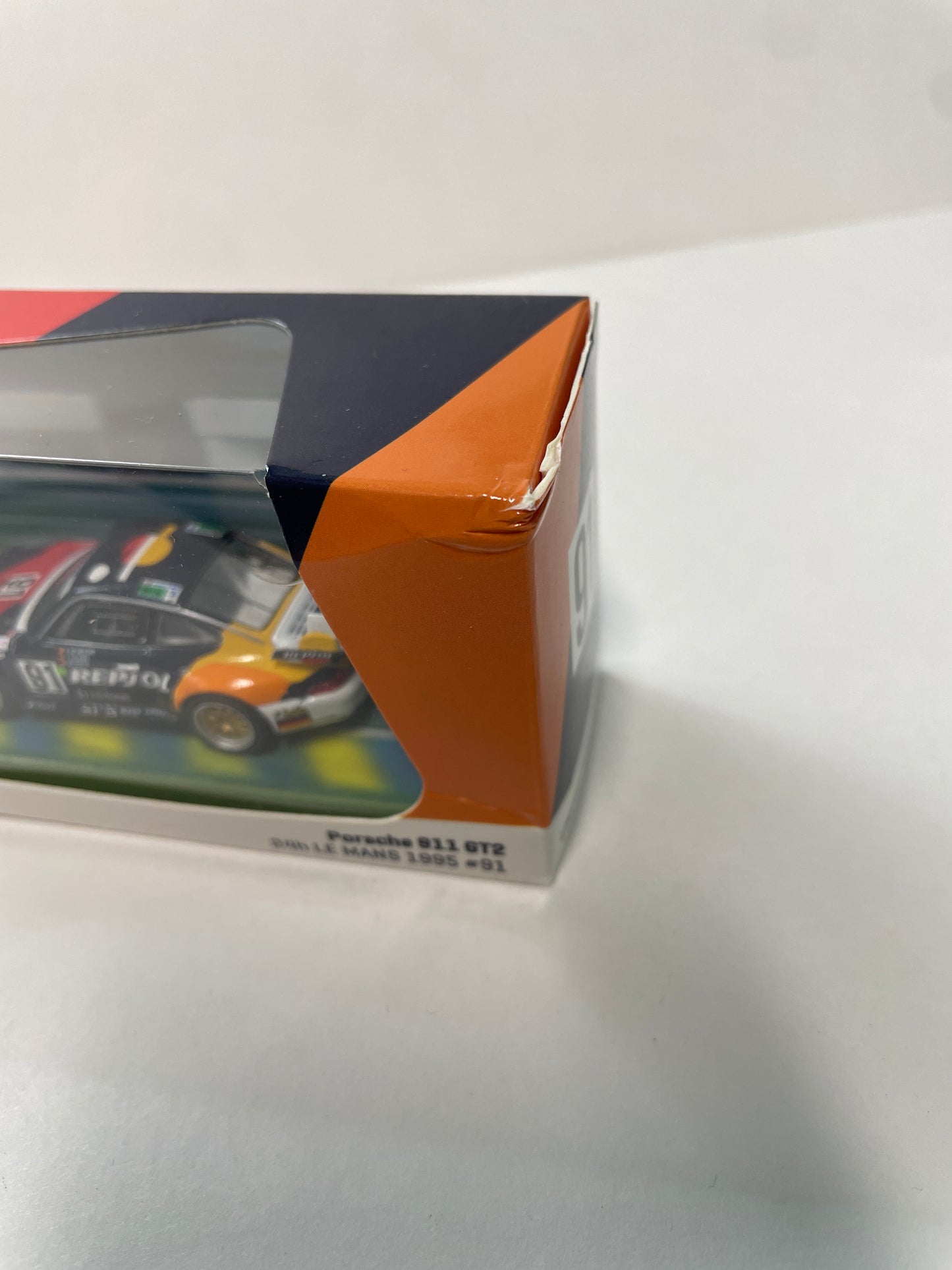 Tarmac Works x Schuco 1/64 Porsche 911 GT2 24h LE MANS 1995 #91 - COLLAB64 Blue - T64S-004-REP - Damaged Box