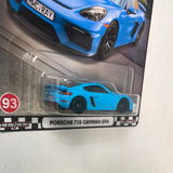 Hot Wheels 1/64 Boulevard Mix U Porsche 718 Cayman GT4 Blue - Damaged Box