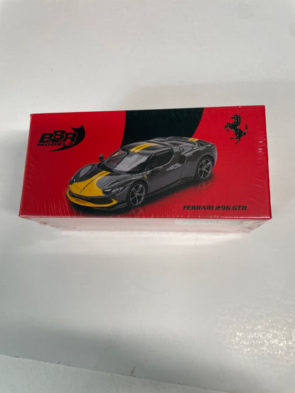 BBR Models 1/64 Ferrari 296 GTB Assetto Fiorano Grigio Scuro Grey & Yellow - BBRFER64007