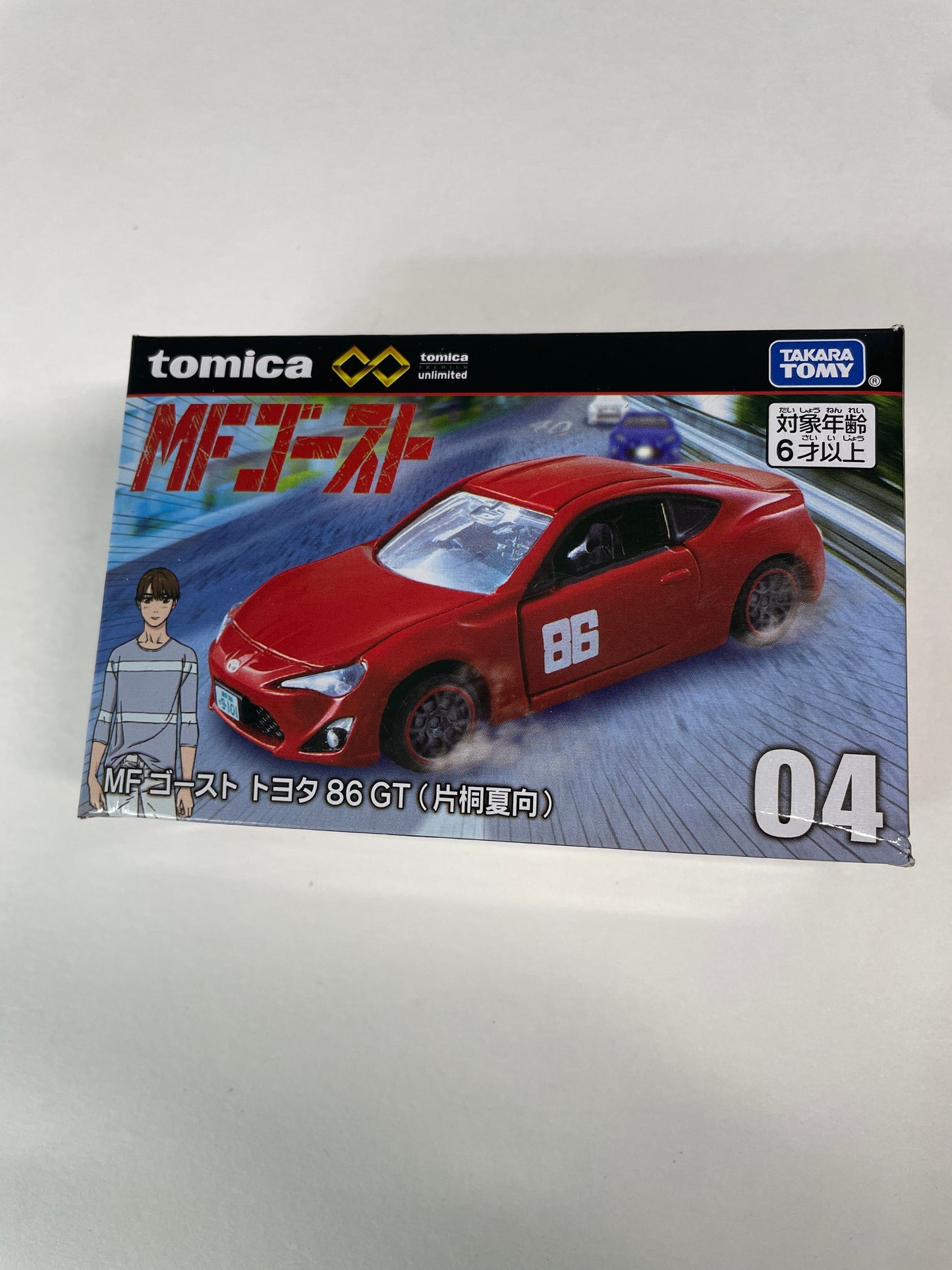 Tomica Premium unlimited  1/64 04 MF Ghost Toyota 86 GT (Natsuko Katagiri) Red - Damaged Box